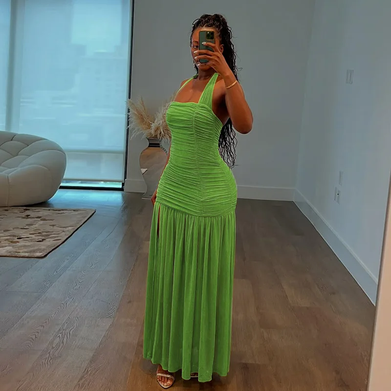 Vestido sofisticado, vestido ajustado con espalda descubierta y doble capa, vestido recortado, vestido moldeador de figura para discoteca