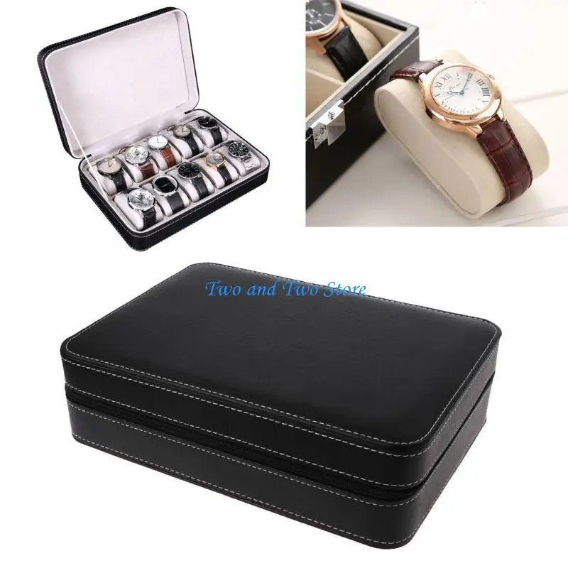 HX6F Watch Box Women Men Watch Display Storage for Case Fits Most Wristwatches and for Smart Watches