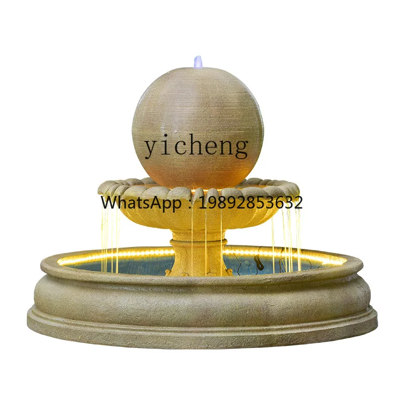 JJ  European spherical water fountain ornament floor-to-ceiling fish pond landscape transfer lucky decoration