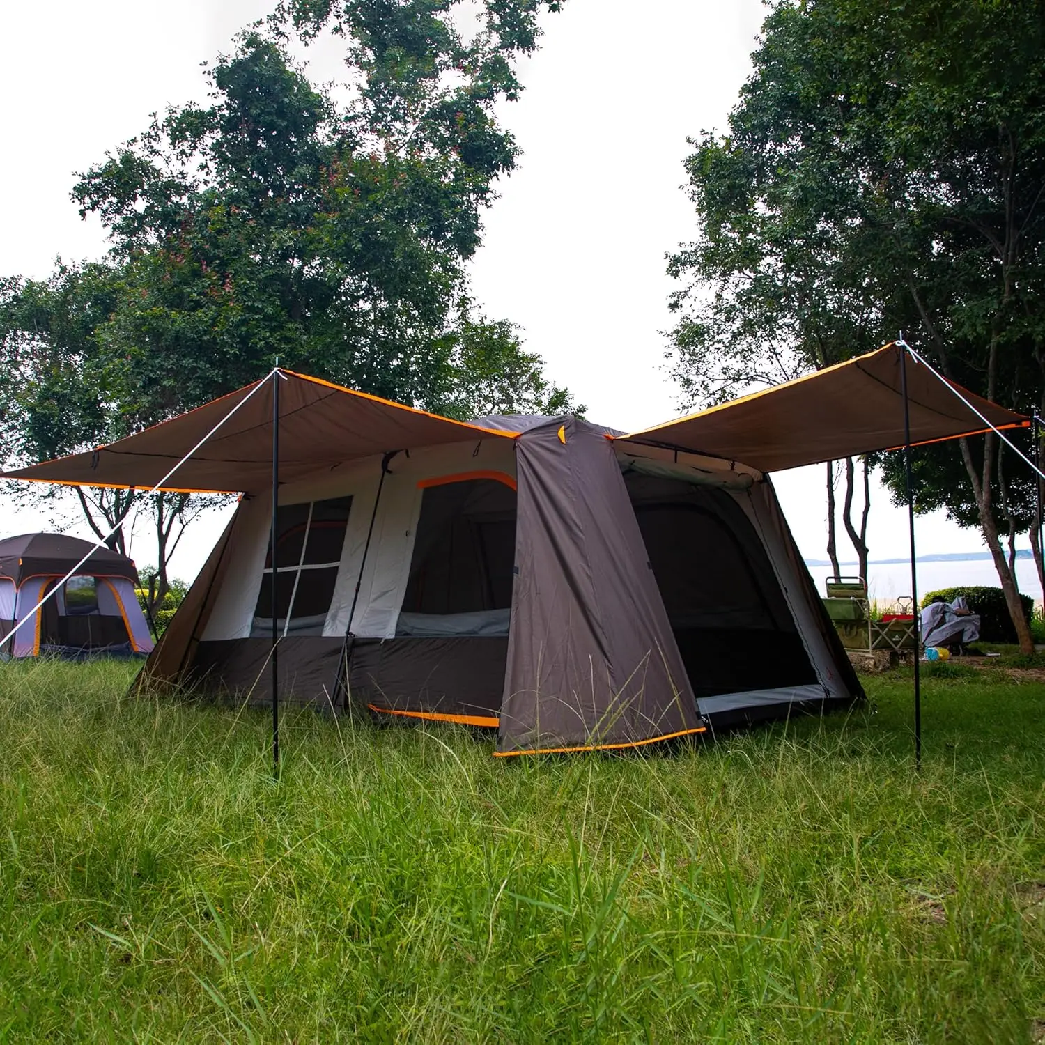 Tenda ao ar livre extra grande para 10-12 Pessoa, barracas de cabine da família, parede reta, impermeável, dupla camada, tenda grande para exterior