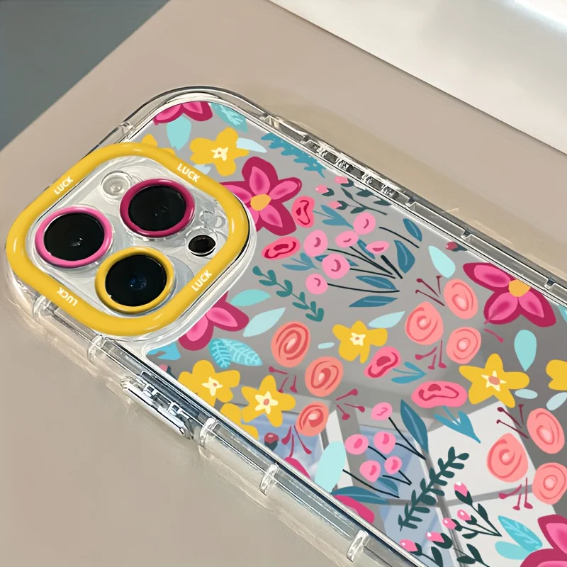 Vibrant Floral Pattern Designs Phone Case For IPhone 17 16 15 14 13 12 11 Pro Max 7 8 Plus XR X XS 16E 17E Luxury Mirror Cover_voghion.com