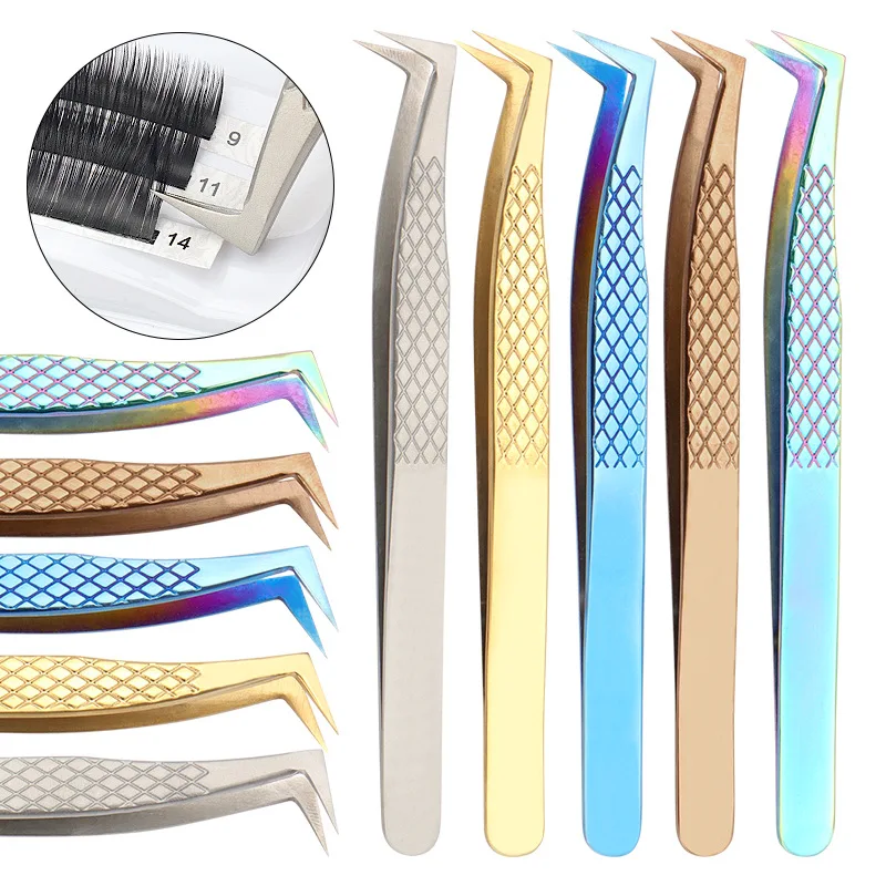Pincettes en acier inoxydable pour extension de cils, pince à sourcils, haute précision, antistatique, outil de maquillage, 1 pièce