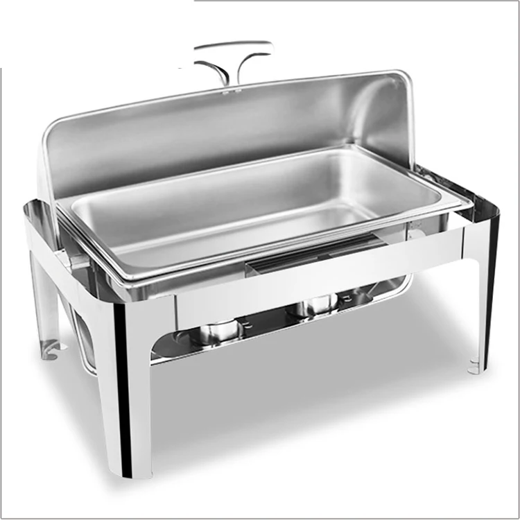 Restaurant Supplies Chafing Dish Food Warmer 9.0L Silver and Gold Stainless Steel Catering Buffet Rectangular Chafing Dish