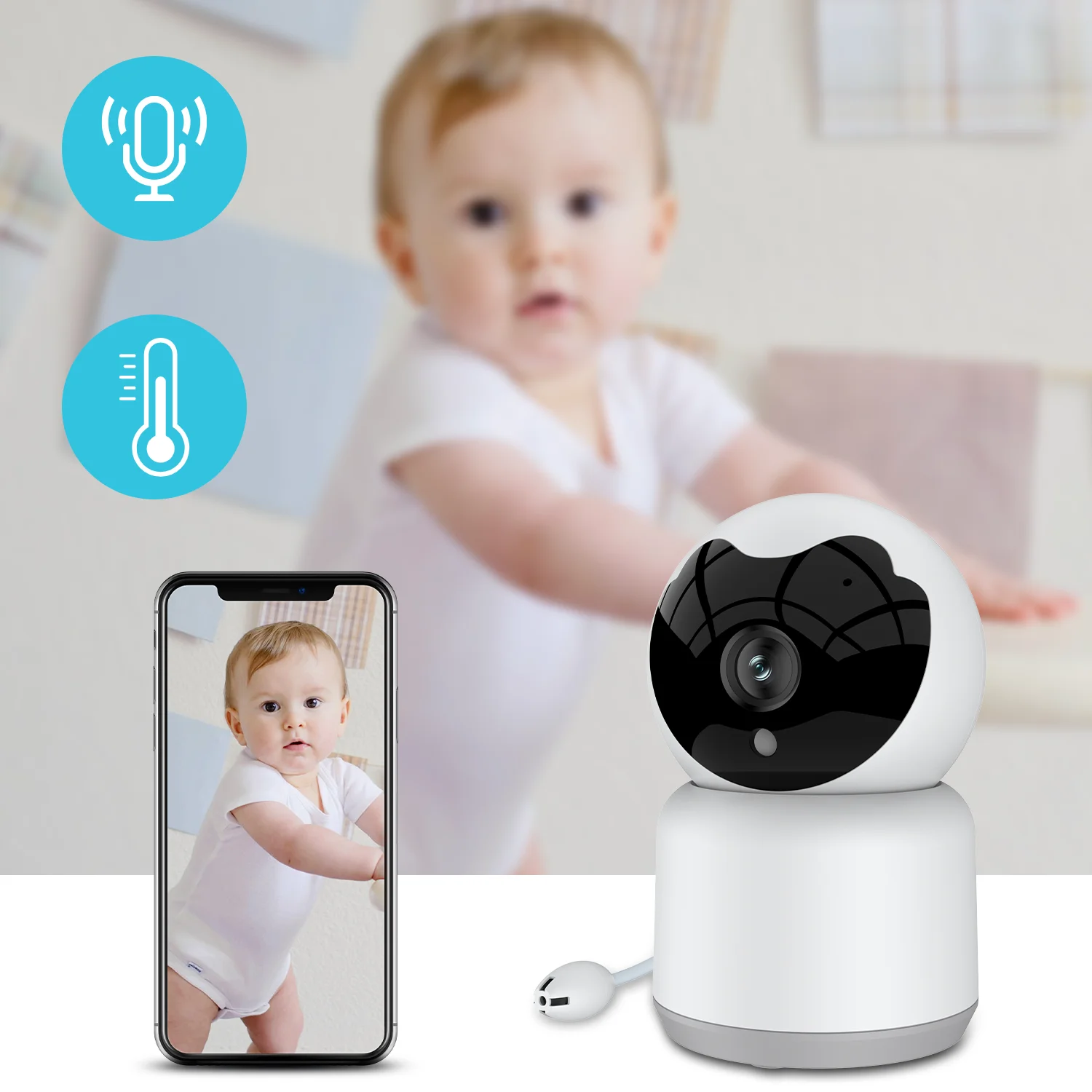 2MP 1080P Tuya APP Remote Control WIFI IP Camera Temperature Monitoring  Feeding Plan Intercom Baby Camera Nanny Cam Babysitter