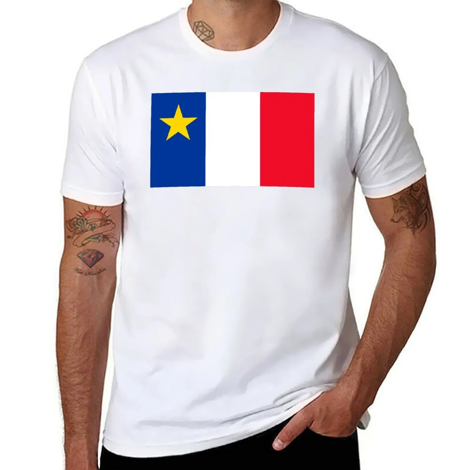

Acadian Flag T-Shirt t shirts cotton 100% cotton t shirt man t shirt man luxury T-Shirt