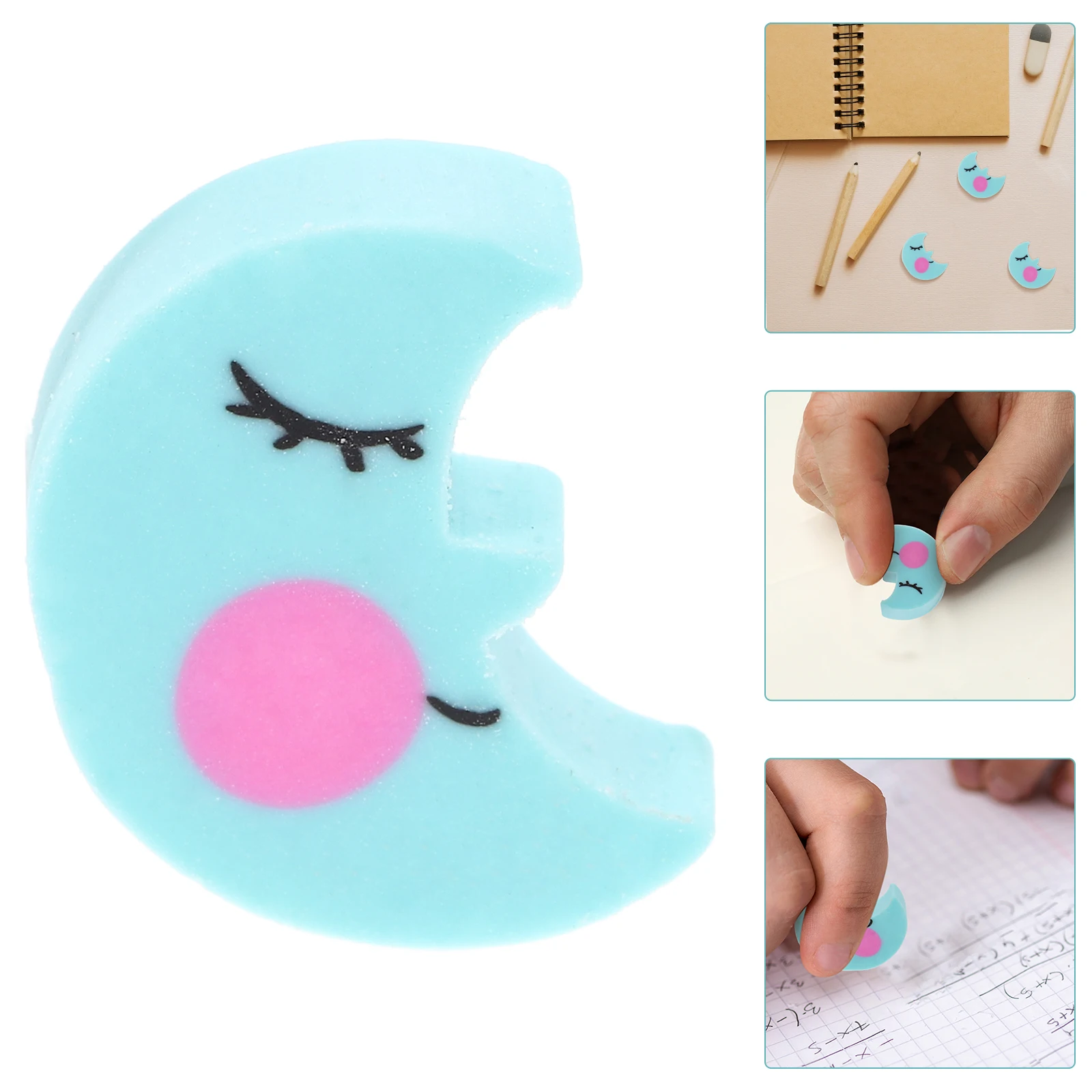 

50 Pcs Blue Moon Eraser Erasers for Kids Cartoon Classroom Daily Use Cute Mini Compact