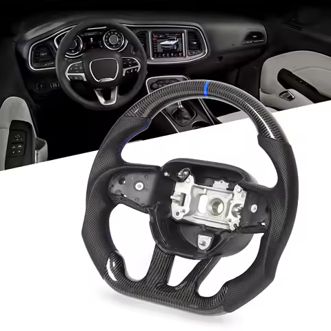 Carbon Fiber Steering Wheel Perforated Leather Replacement for Dodge Challenger Charger SRT HELLCAT 2015‑2022