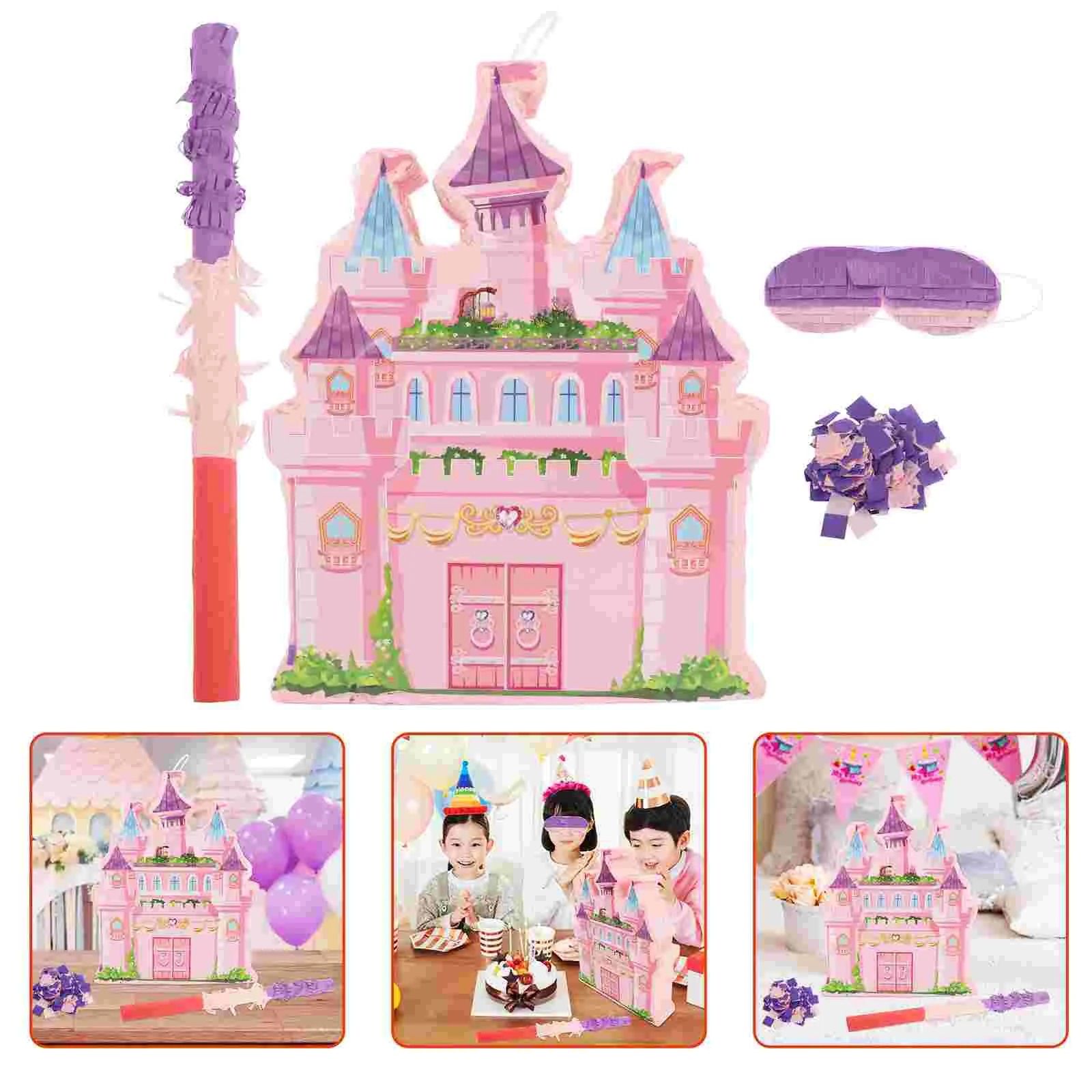 Princess Castle Pinata Toy for Wedding Hanging Decor Girl Party Decoration Paper