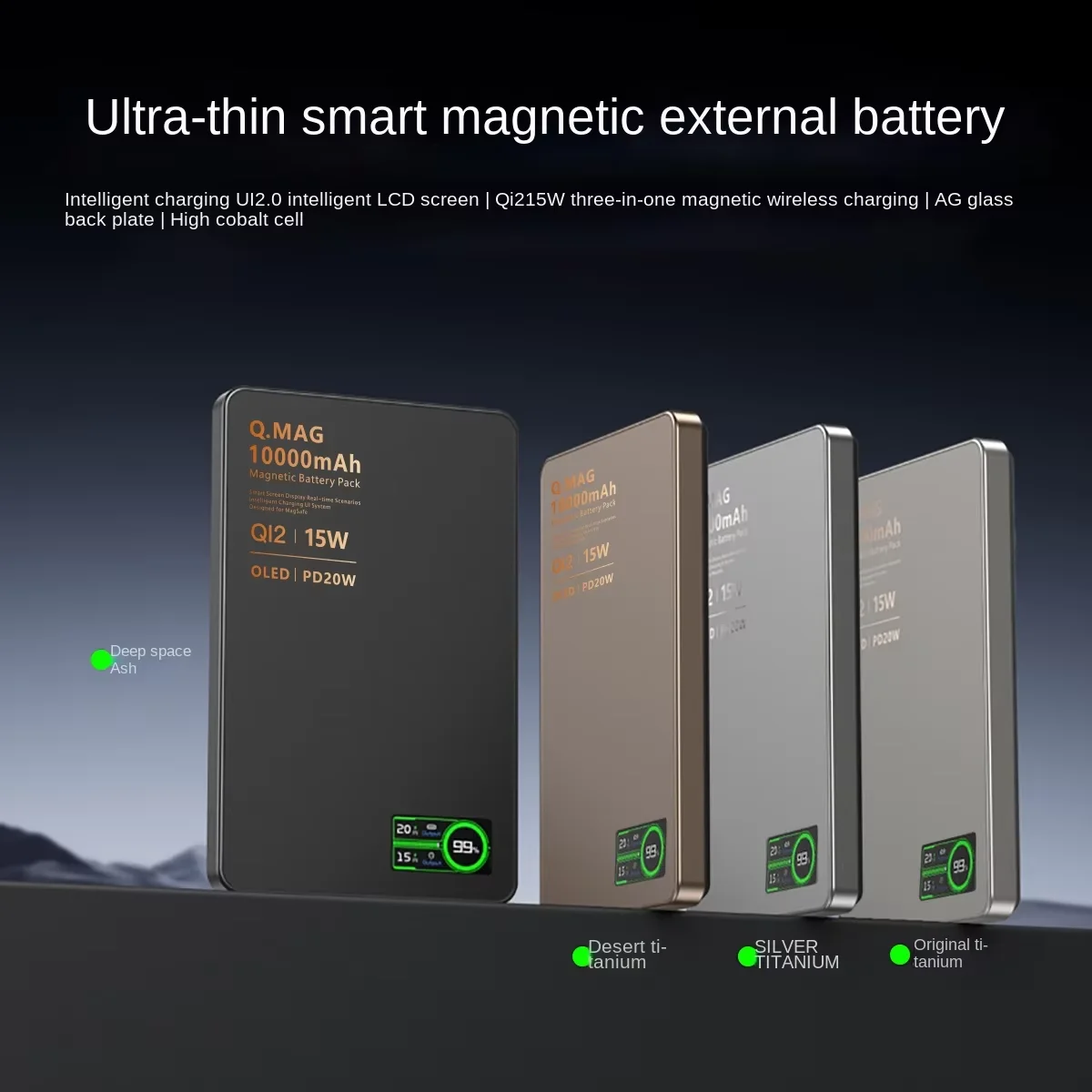 New Alloy Original TFT display Qi2 Powerbank Magnetic 3in1 Wireless Charger Spare Battery Power Bank for iWtach Airpods iPhono image 5
