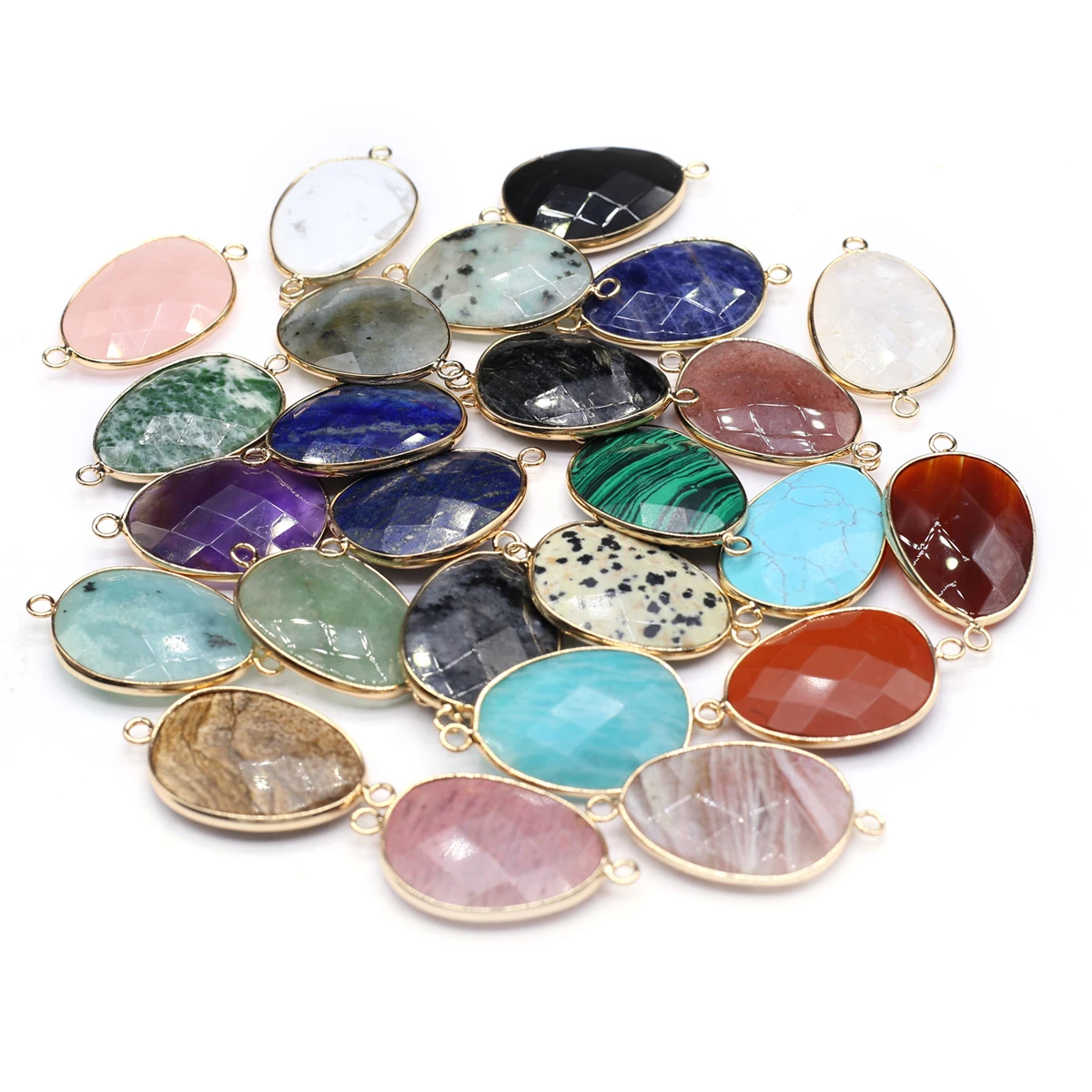 

1pc Random Color Teardrop Shape Faceted Pendant Natural Stone Crystal Charms for Jewelry Making DIY Necklace Bracelet Accessory