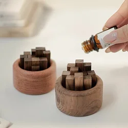 Natural Wood Aromatherapy Fireless Essential Oil Bottle Diffuser Fragrance Black Walnut Wood Pile Aromatherapy Container Perfume