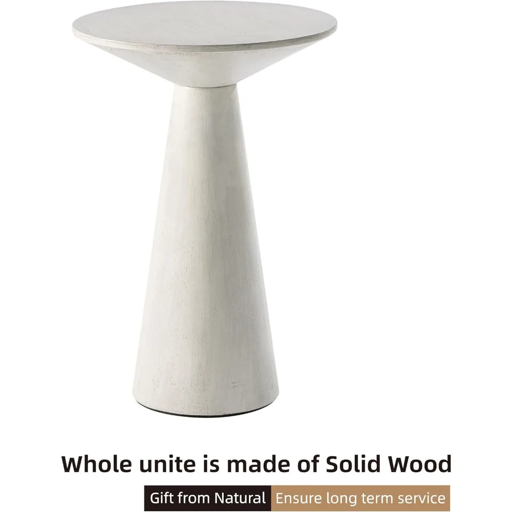 حامل نباتات خشبي مستدير ريفي وطاولة نهاية صغيرة لمساحات غرفة المعيشة، مناسبة لعرض مارتيني والمشروبات #3