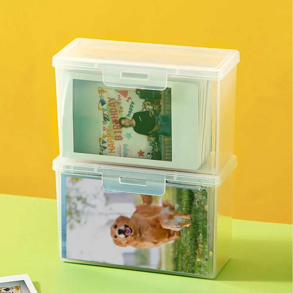 Mini Rectangle Transparent Storage Box Idol InsPhoto Storage Case Plastic Stickers Cards Organizer Case Desktop Container