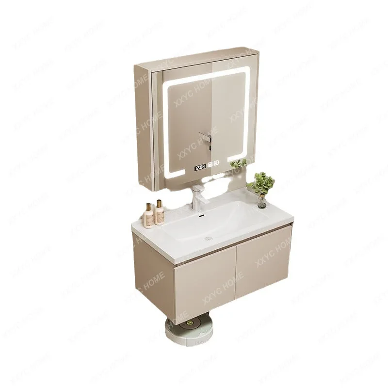 

Smart Ceramic Whole Washbin Bathroom Cabinet Washstand Combination Bathroom Wall-Mounted