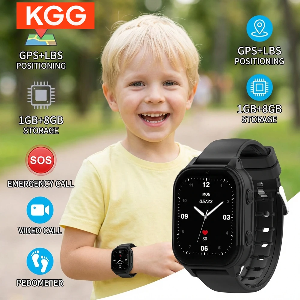 

Детские умные часы 4G с камерой, GPS-трекером, Wi-Fi, видеозвонками, SOS, телефоном, 1 ГБ+8 ГБ памяти, водонепроницаемые IP67