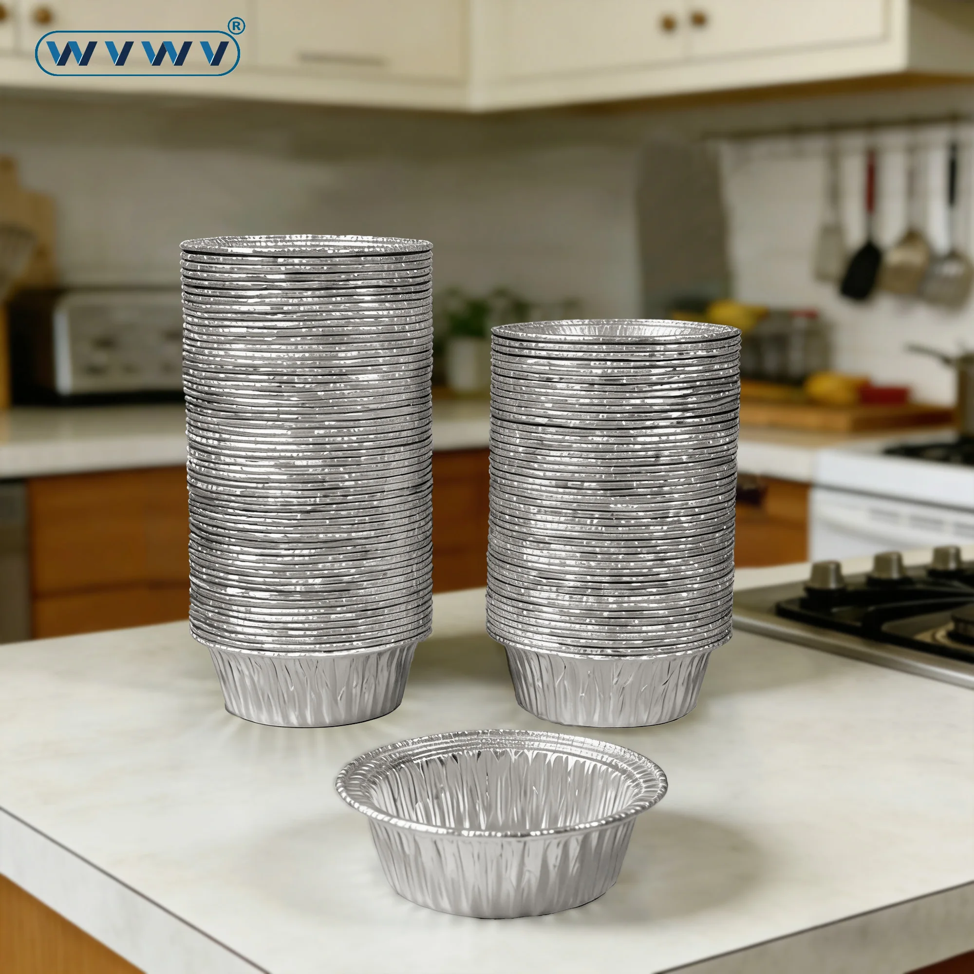 45 Stück runde Backformen aus Aluminiumfolie mit transparenten Deckeln, geeignet für Heißluftfritteusen, Öfen, Grills, Kuchen, Backwaren, Desserts und Puddings, unverzichtbare Backutensilien für die Heimküche, perfekt – Detail 3