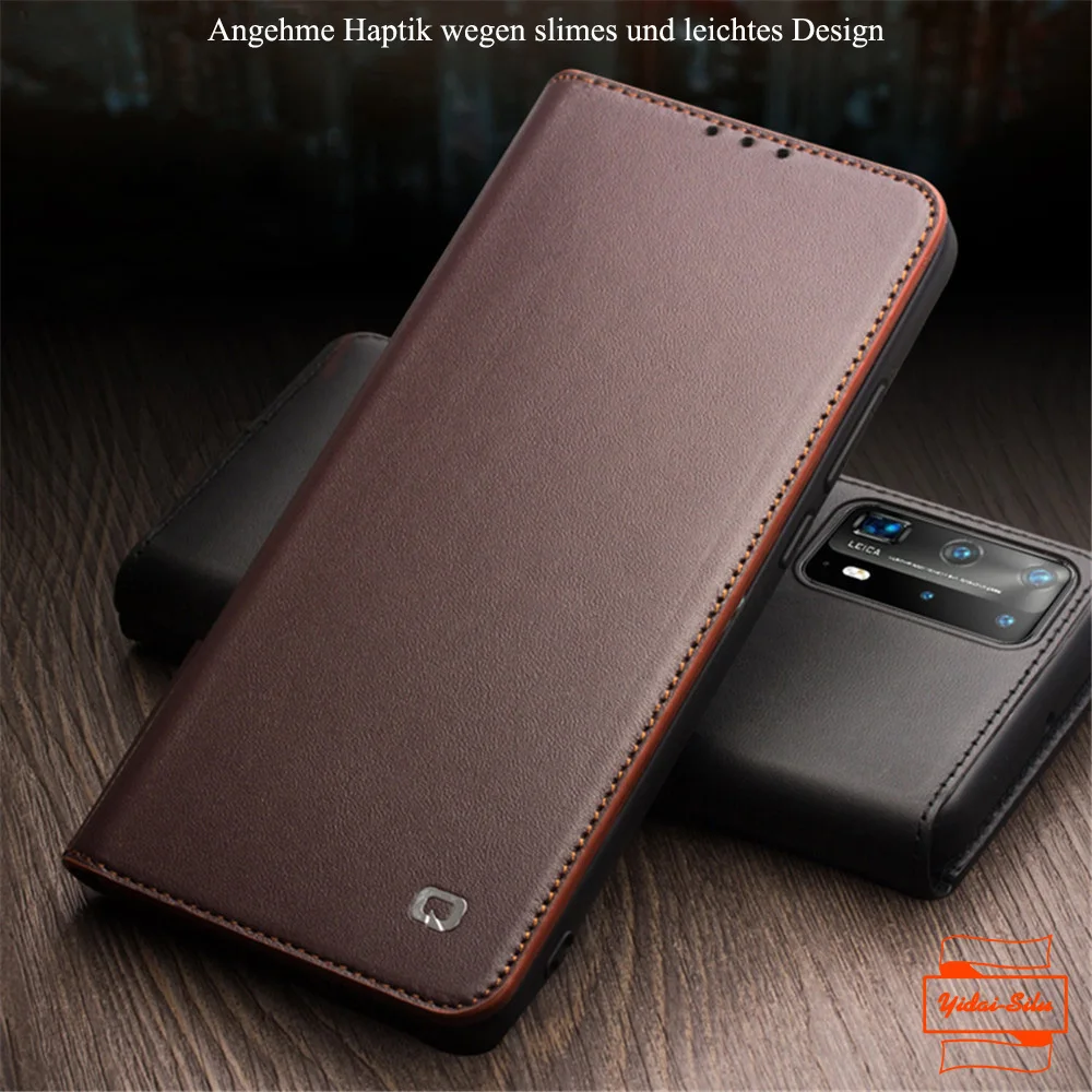 

Yidai-Silu Real Leather Case Classic II 100% Handmade Cowhide Wallet Card Holder Kickstand Cover for HuaWei P40 30 20 Pro