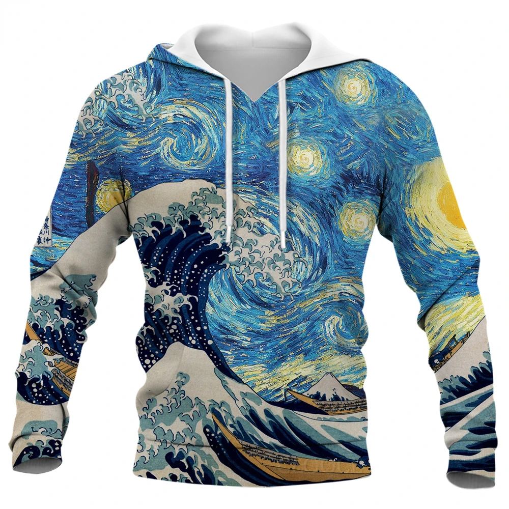 CLOOCL Men Hoodie Fashion Ukiyo-e Kanagawa Surf 3D Graphics Male Hoodie Unisex Hooded Long Sleeves Streetwear Jacket Tracksuits