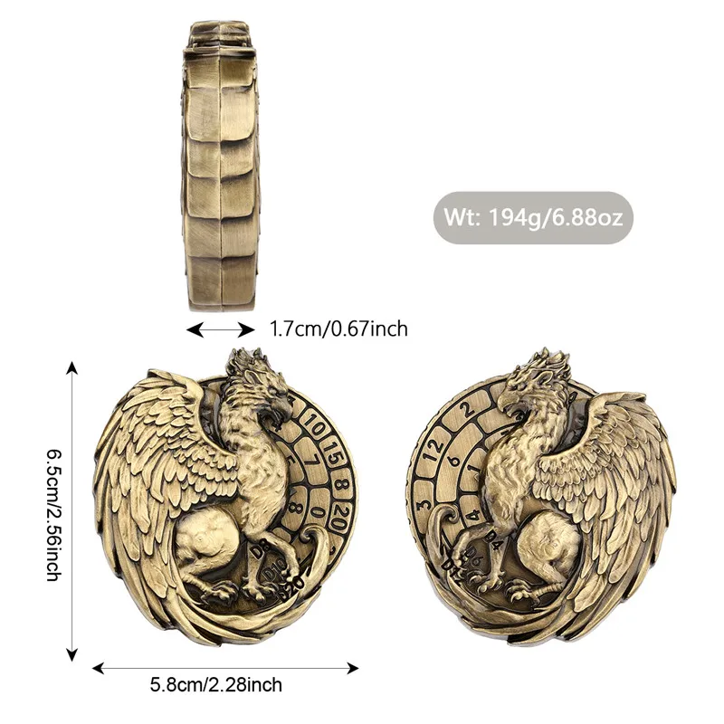 خمر غريفون نمط المعادن النرد سبينر 7 في 1 النرد بدوره الإصبع الأسطوانة آر بي جي الألعاب ملحق هدية الزفاف مجموعة حقيبة