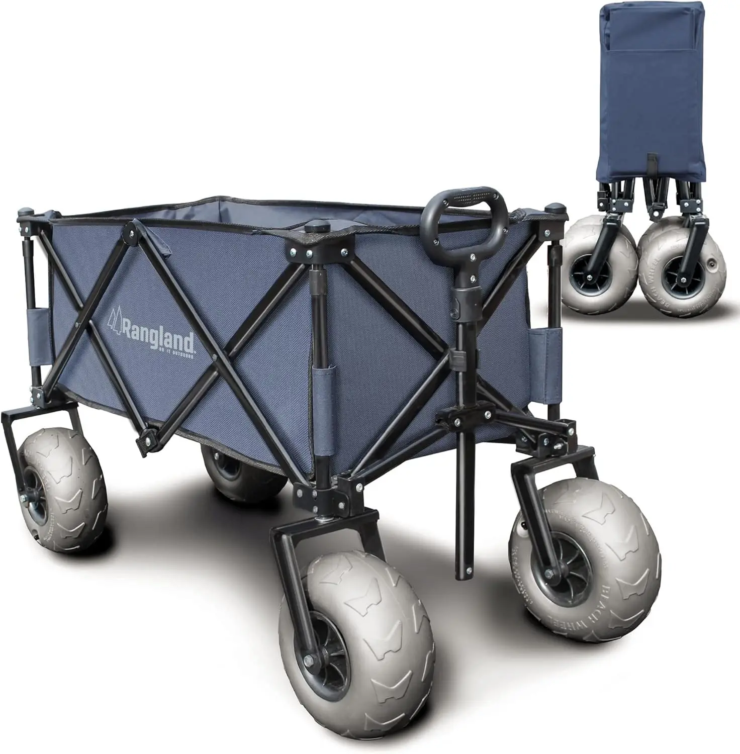 

Beach Wagon with Big Wheels for Sand - All Terrain Steel Frame Utility Cart with 9" Pneumatic Tires, Collapsible Folding Design