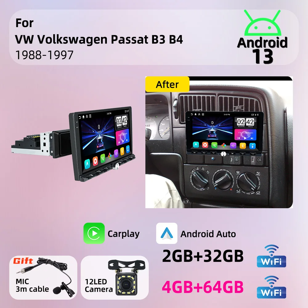 For VW Volkswagen Passat B3 B4 1988-1997 Android 1Din Car Stereo 9