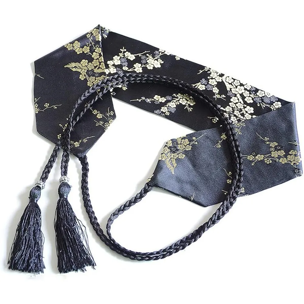 Corsé ancho para mujer, cinturón, pajarita envolvente alrededor de flores de melocotón, bordado de seda para vestido de talla grande