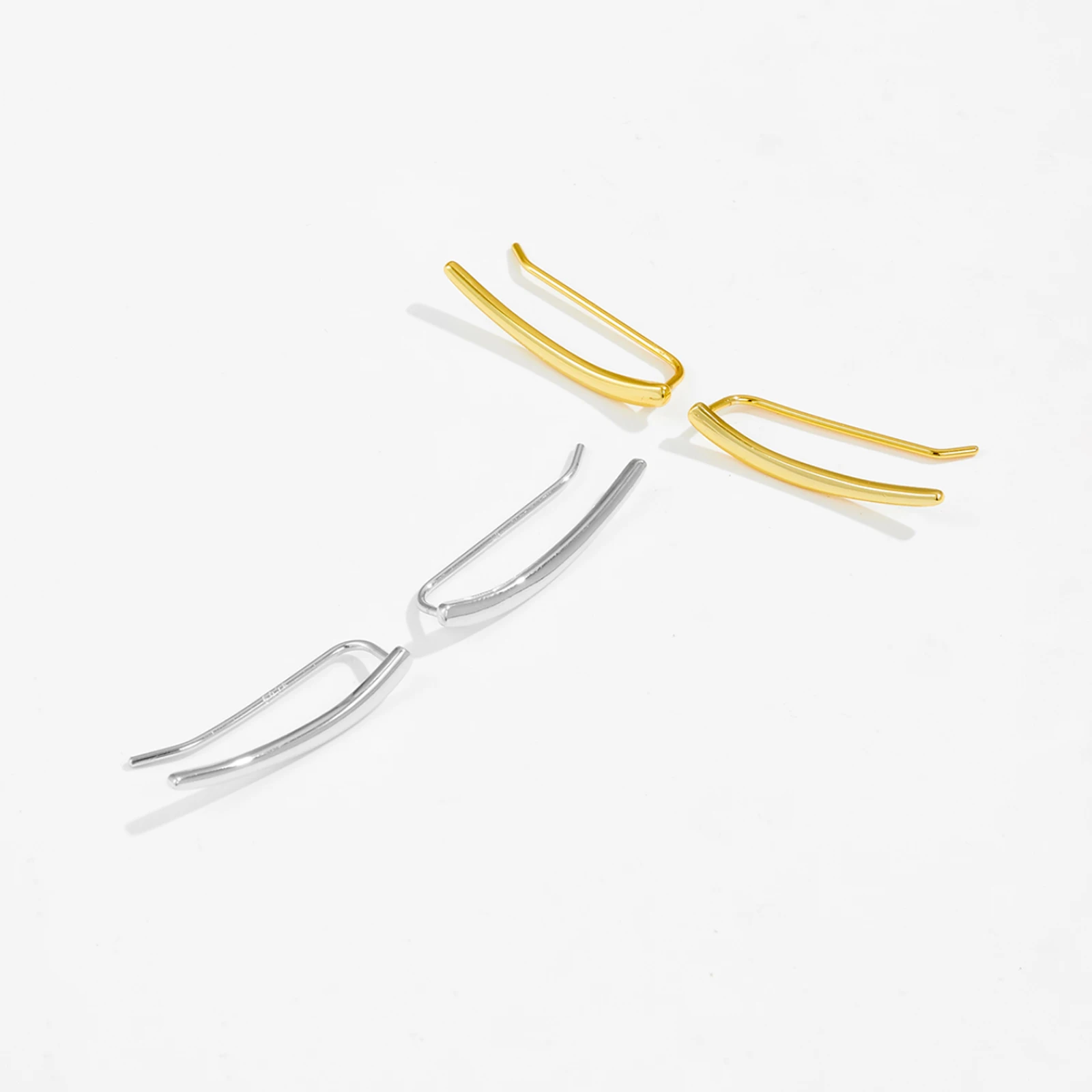 ANDYWEN 925 Sterling Silver Gold Big Long 25mm Plain Climber Women Earring Clips Pendiente Line Fine Jewelry 2023 Birthday Gift