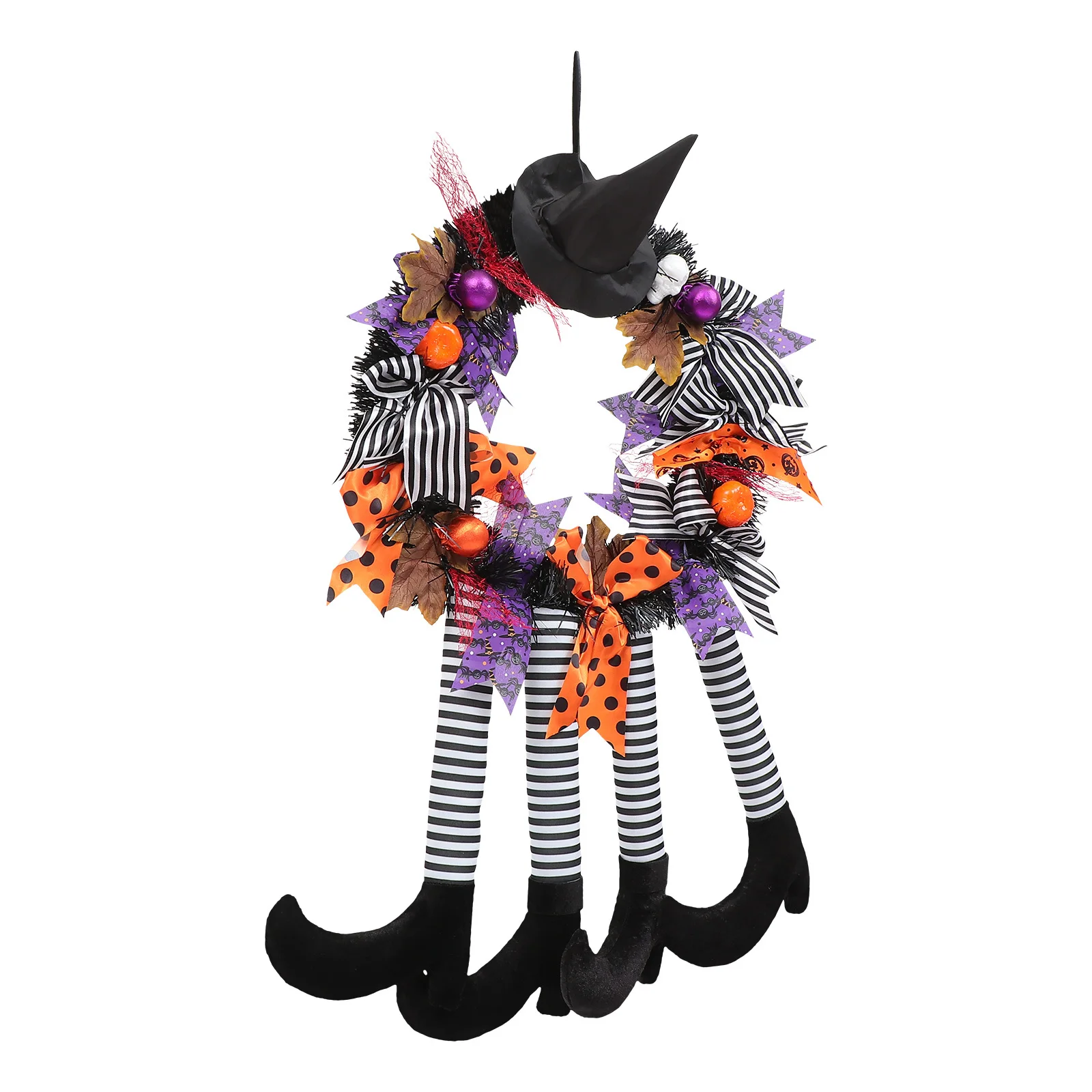

1Pcs Halloween Wreath Cloth Material Witch Leg Festival Door Hanging Ornament Haunted House Party Decorative Supply