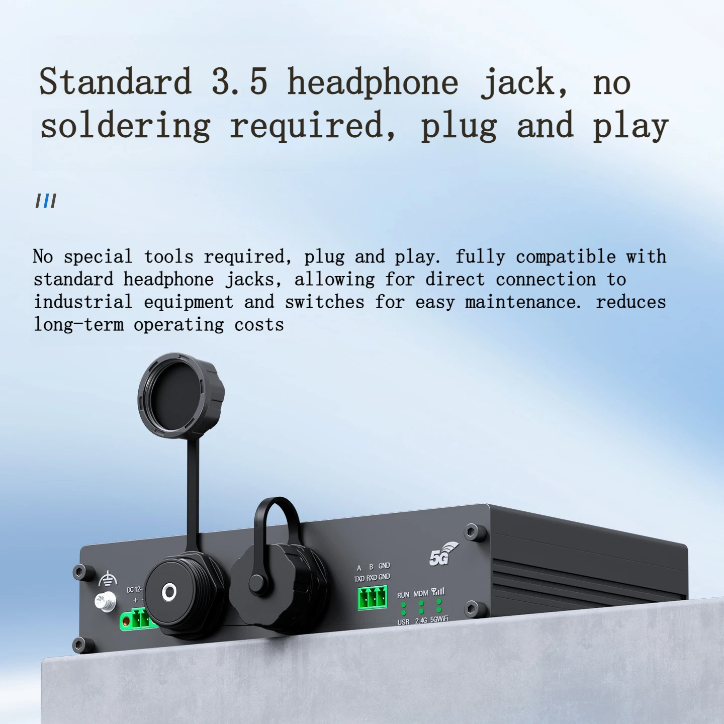 C-shaped waterproof 3.5mm headphone connector with IP68 dust-proof cover and audio extension conversion connector