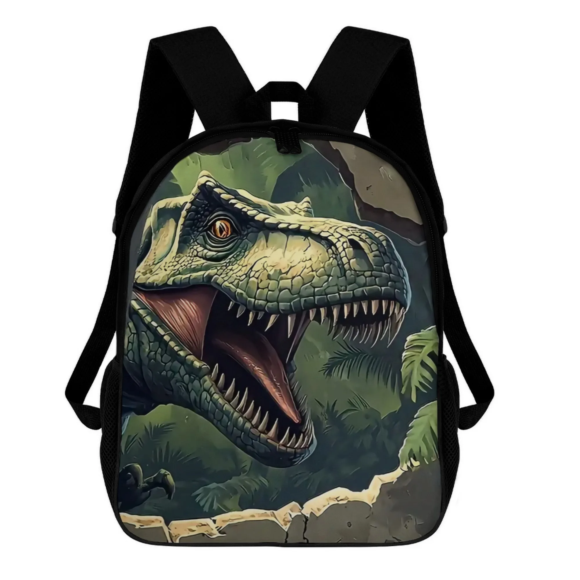 

12-дюймовый рюкзак с рисунком мультяшного динозавра, полиэфирная ткань, отлично подходит для школы энтузиастов динозавров, путешествий и использования на открытом воздухе