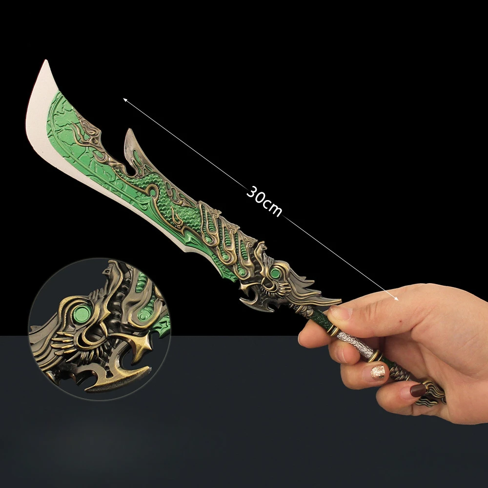 30cm Naraka Bladepoint Game Peripheral, Dragon on Wide Sword, Metal Model Samurai Sword, Ornaments Collection Craft Gifts Toys