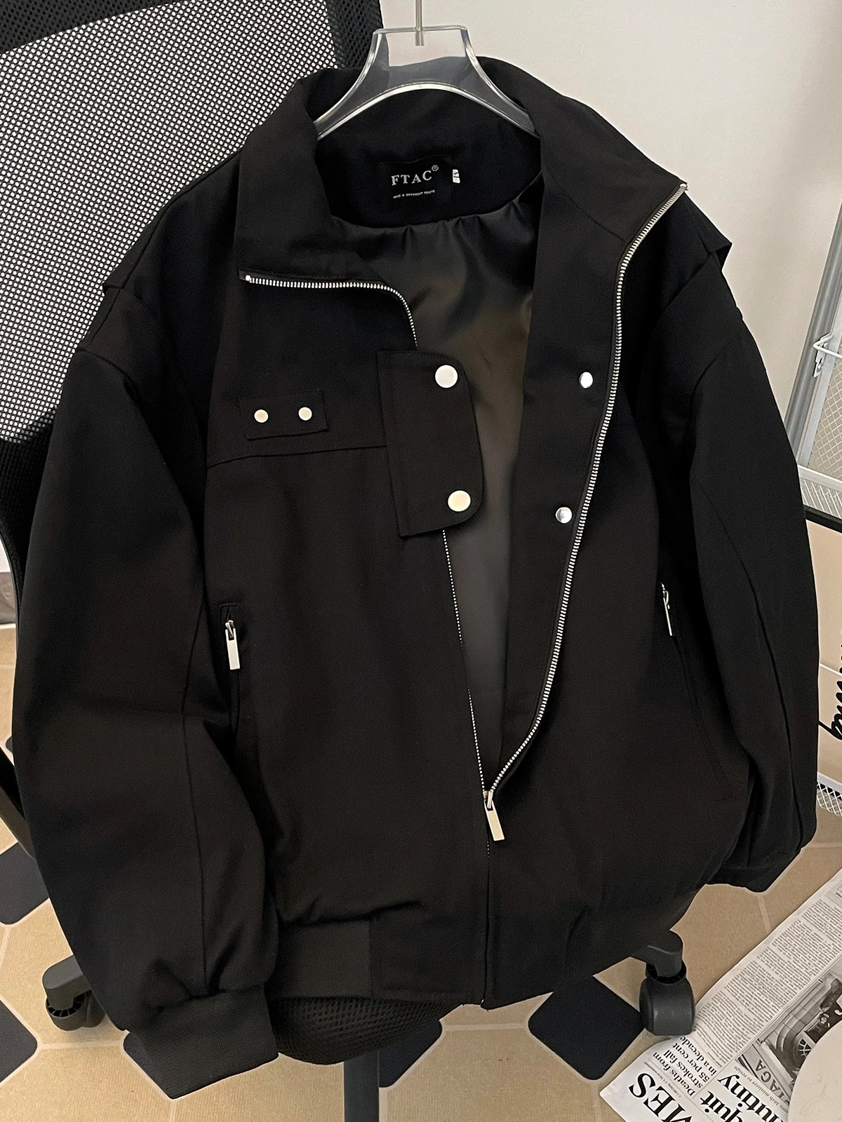 

Мужская демисезонная куртка из чистого хлопка в стиле рабочей одежды, модный ретро-дизайн, универсальная, в американском уличном стиле, с декоративной молнией.