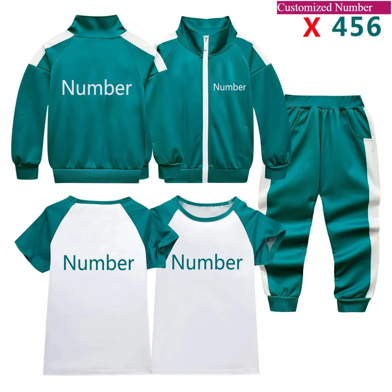 Kinder Calamari Games 2 Kostüm Korea Jungen Mädchen Grün Sport Sweatshirt 456 230 für Team Halloween Karneval Party Cosplay Kleidung