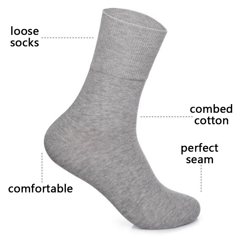 Fat Socks Senior Socks Wide Ribbed Socks Veins Socks for Diabetes Hypertensive Patients Cotton Material Big Size 39-45