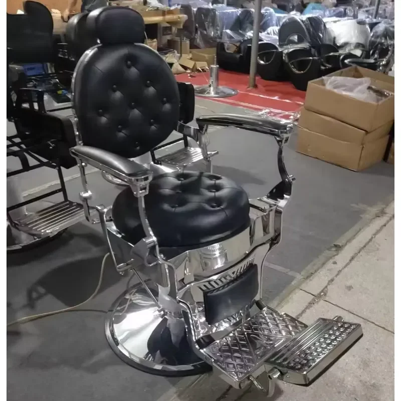 Heavy Duty Silver Vintage Barber Chair Furniture Royal Can Hold 400kgs Weight Ready to Ship