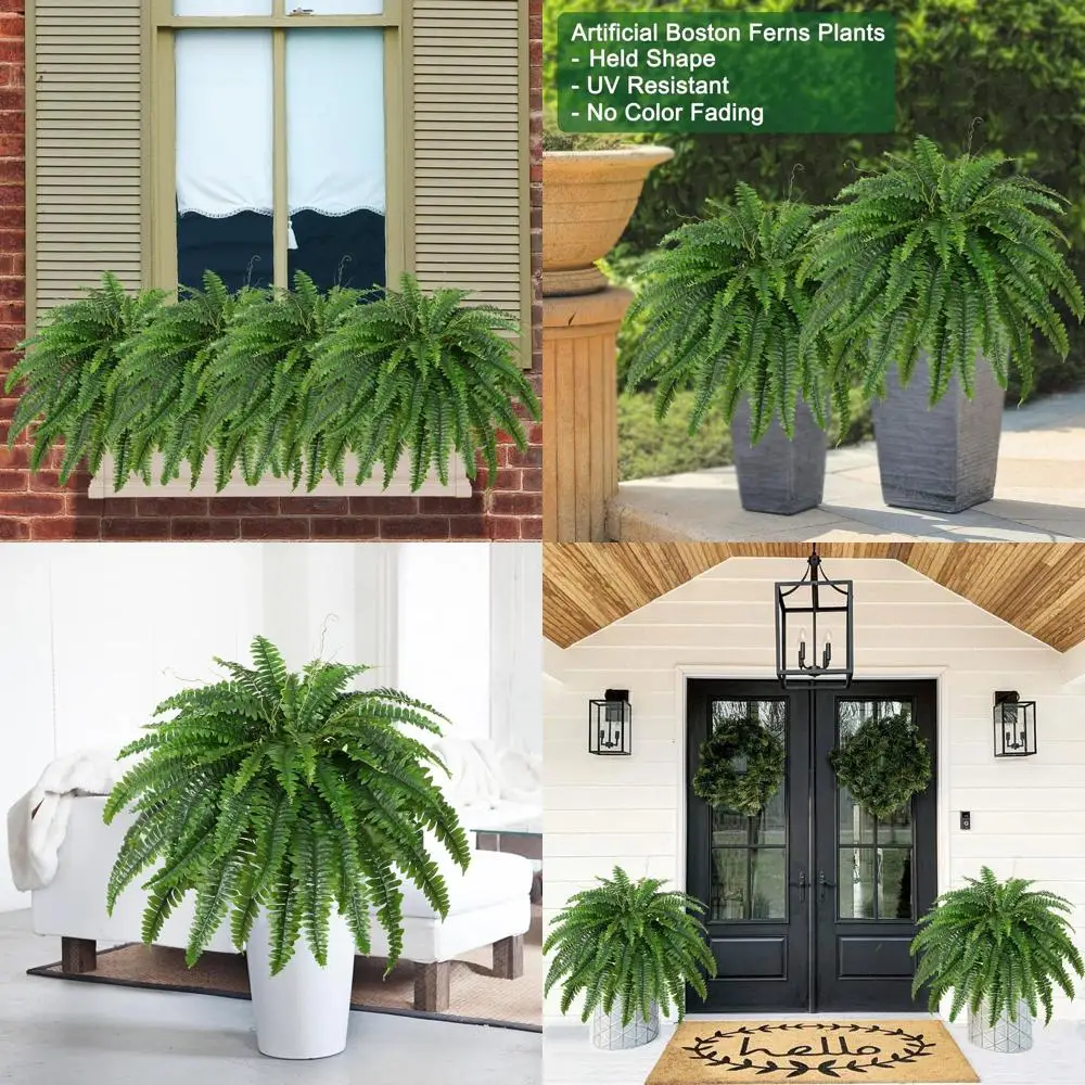 

Набор из 2 больших искусственных папоротников для улицы и дома, высотой 45 дюймов, идеально подходят для офиса и гостиной, 55 веток каждый.