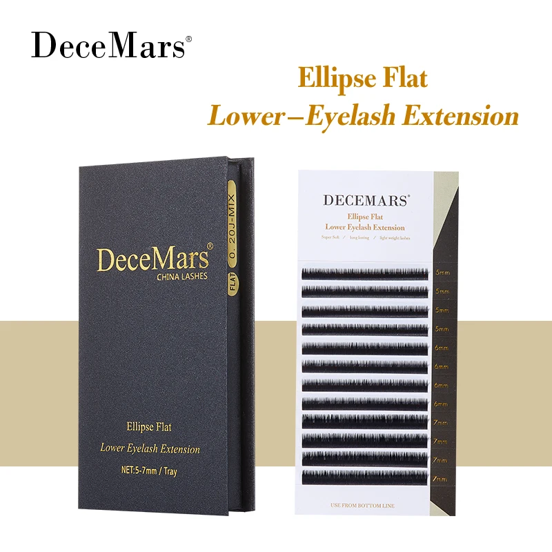 DeceMars Ellipse Flat Lower Wimpernverlängerung 5 mm 6 mm 7 mm Mix