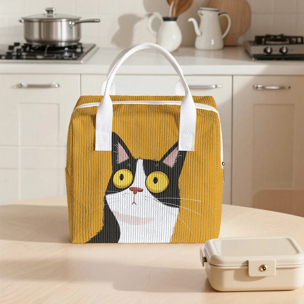 

Вельветовая термосумка большой вместимости с внутренним слоем из алюминиевой фольги, многоразовая портативная сумка-холодильник для ланча и бенто для студентов