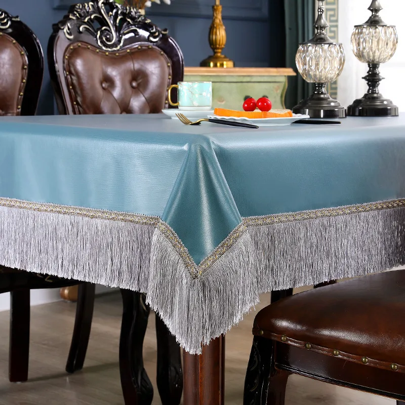 

EIFLOY-PU Leather Tablecloth for Dining Table, Waterproof , Rectangular Square Round, with Tassels, Coffee Table Cover for Party