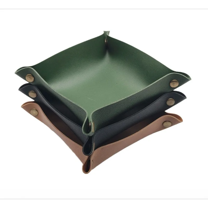 1pcs Square Leather Storage Box Nordic INS Style Desktop Entrance Key Cosmetics Jewelry Storage Tray