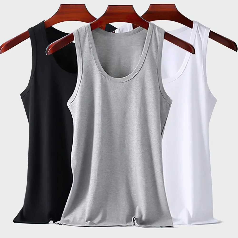 Vier Jahreszeiten Männer Reine Baumwolle Weste Jugend Fit Sport Fitness Unterhemden Mittleren Alters Casual Ärmellose Tank Top A-Shirt Unterwäsche