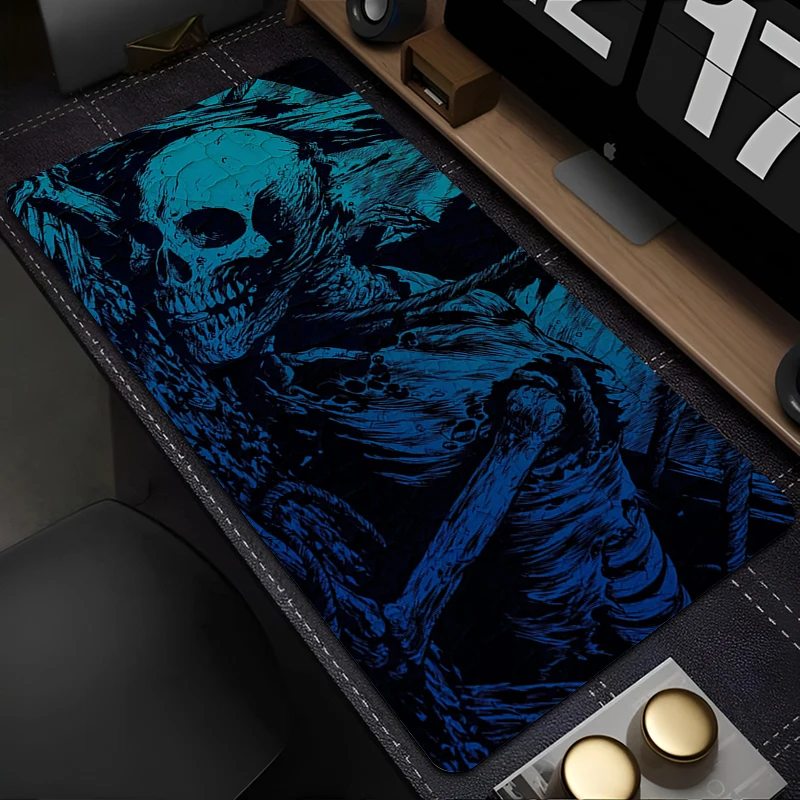 Terror Skeleton Mouse Pad XXL PC Black And White Gaming Mousepad Laptop Anime Gamer Cabinet Keyboard Rug New Cool Manga Desk Mat