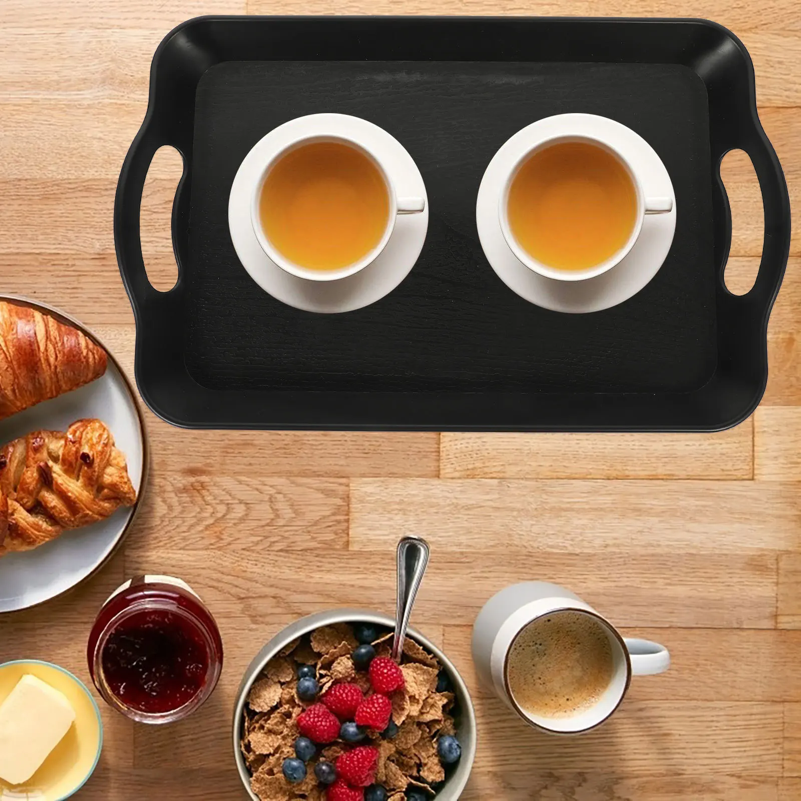 

Rectangular Double Handle Tray For Fruit Cake Dessert Snack Display Serving Platter Tea Ware Food Tray Decorative Plate