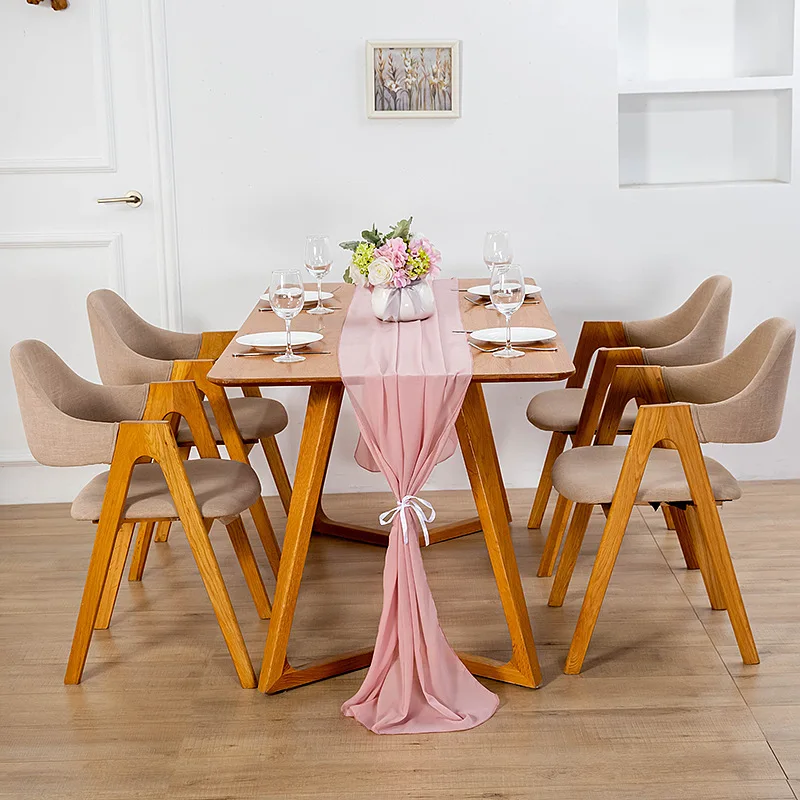 Sheer Chiffon Luxury Solid Colorful Table Runner Blue Rustic Boho Wedding Party Bridal Shower Birthday Home Christmas Decoration