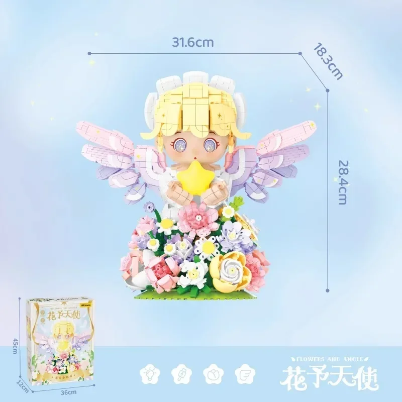 Flowers for Angels Assembled Building Blocks Flower Fantasy Stars Children's Toys Desktop Ornaments Girls Holiday Gifts