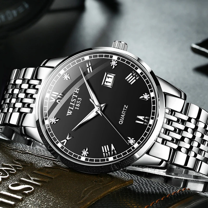 ساعة يد نسائية أصلية فاخرة للزوجين ساعة كوارتز بحزام من الفولاذ المقاوم للصدأ ساعة يد للرجال والنساء للمواعدة للزوجين