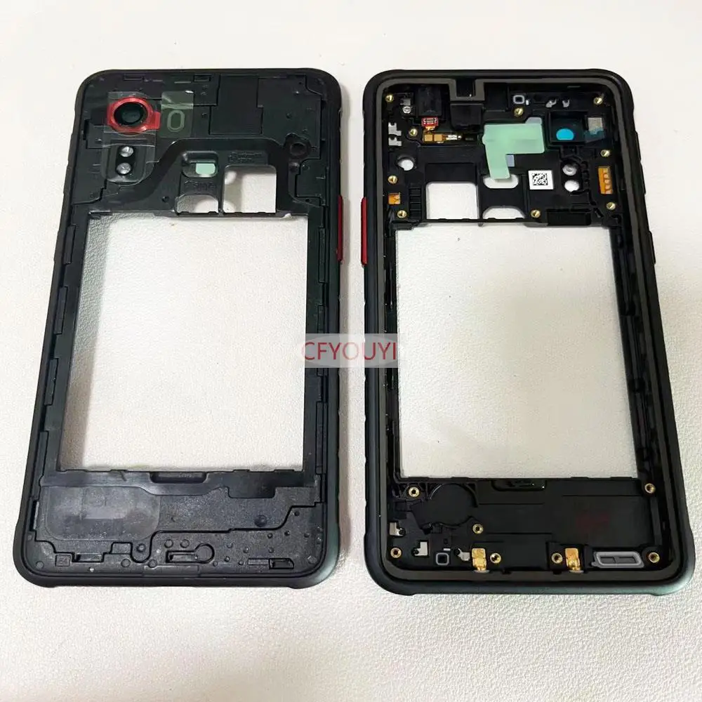 For Samsung Galaxy Xcover 5 G525 G525F Back Housing Middle Frame With Camera Lens Cover Glass Len Replacement Parts