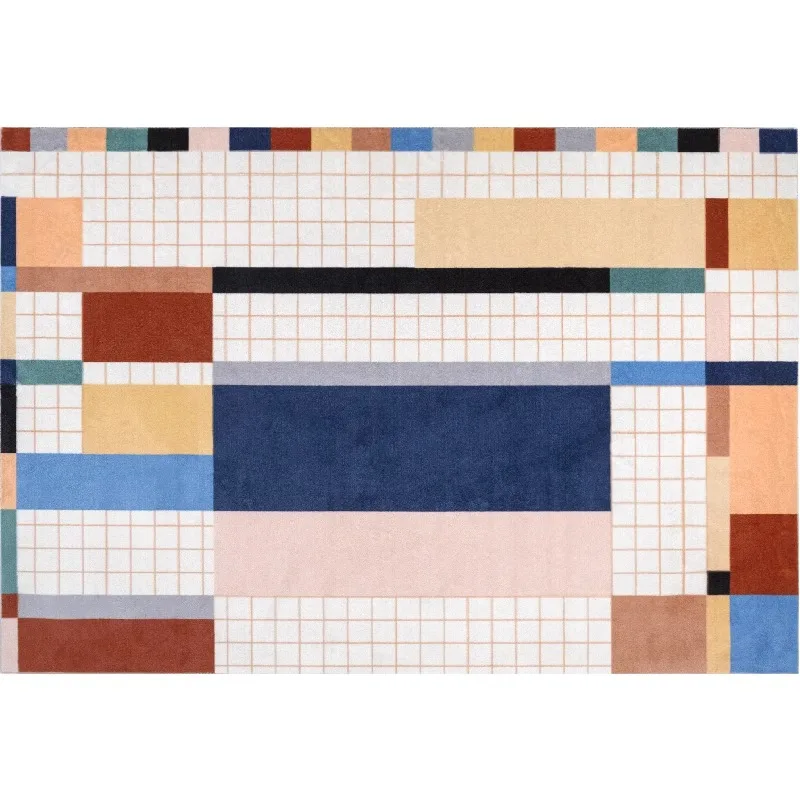 

VIKAMA Party Plaid Super Fine Yarn Carpet Living Room Bedroom Non-Slip Absorbent Anti-Wrestling Floor Mat Indoor Decoration