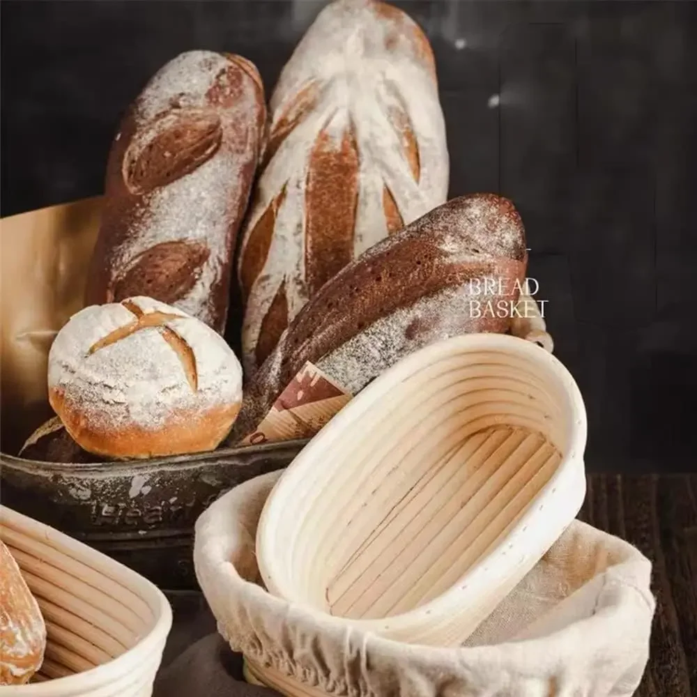 5/8pcs Natural Bread Banneton Proofing Basket Oval Round Rattan Wicker Dough Sourdough Baskets Cane Baking Fermentation