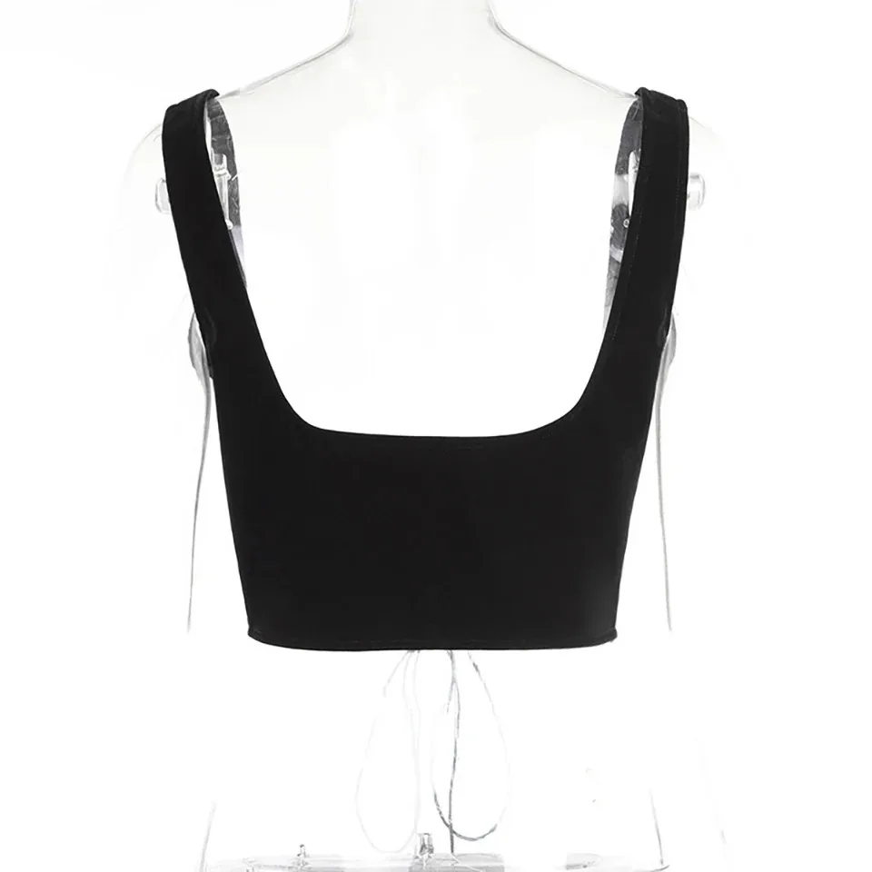 Damen-Korsettgürtel mit Schnürung, Unterbrust-Taillenkorsett-Oberteil, sexy Steampunk-Bustier, Taillenformer, Spaghettiträger-Cami-Crop-Top – Detail 15